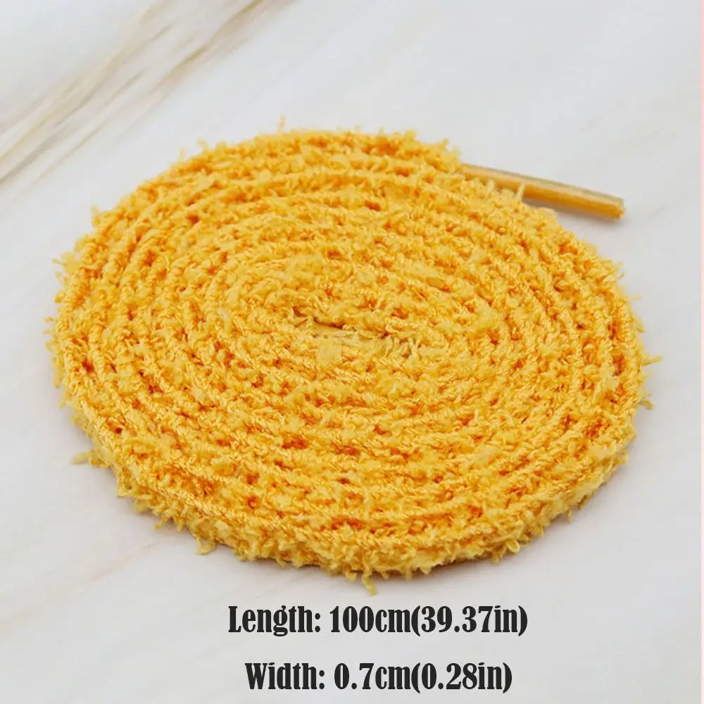 1 คู่แฟชั่นผู้หญิง Fluffy Fuzzy Laces รองเท้าผ้าใบลําลอง Plush รองเท้า Laces น่ารักแบน Shoelaces