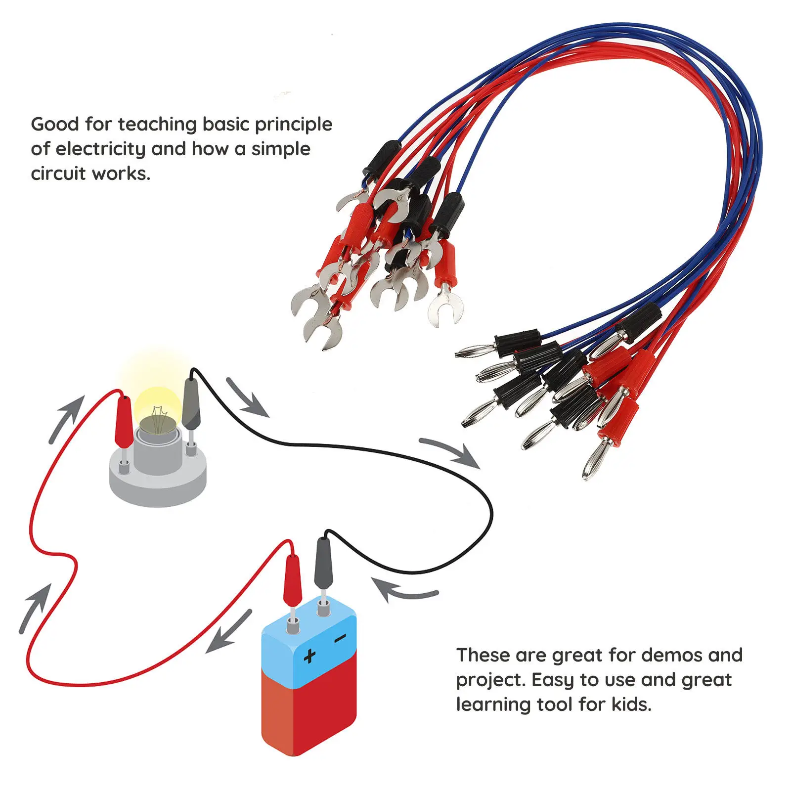 12pcs Physics Electricity Learning Wires for Circuit Experiments, STEM Science Education Kits