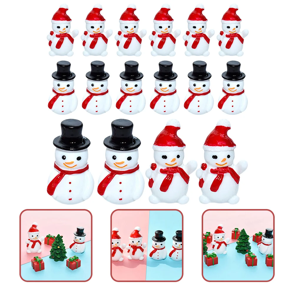 

20 Pcs Mini Snowman Miniature Figurines Christmas Decor Decoration Ornament Resin Craft Supplies Model