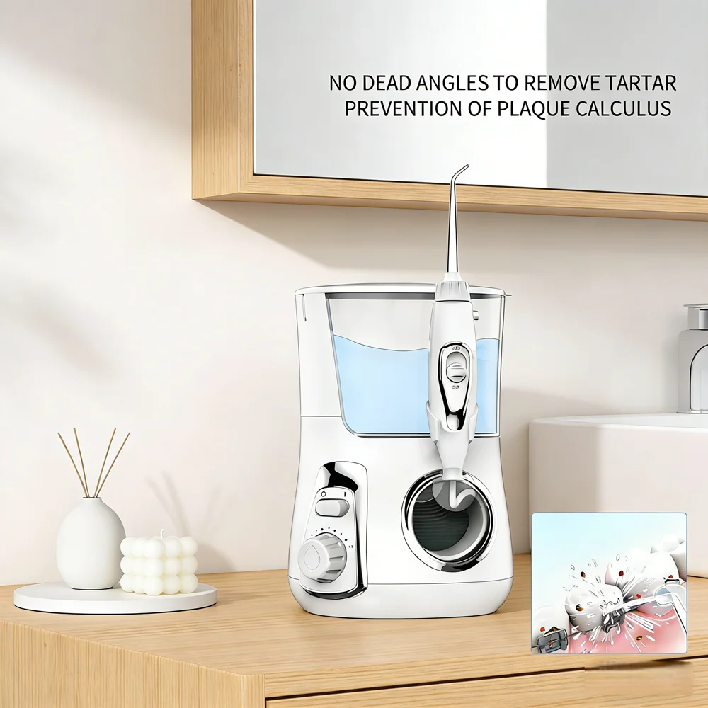 

Desktop Oral Irrigator 800ML with 10 Cleaning Modes, 5 Multi-Function Tips, Water Flosser to Prevent Cavities & Freshen Breath