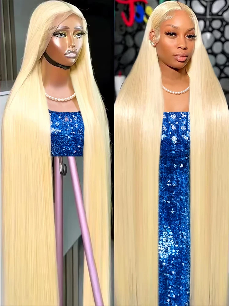 

30 40-дюймовый прямой светлый парик из человеческих волос 13x4 13x6 Hd Blonde Lace Frontal 613 Цвет Бразильские предварительно выщипанные парики для женщин 250%