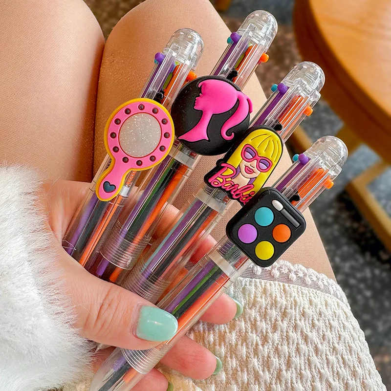 Kawaii Barbie Multi-Color Ballpoint Pen Anime Cartoon Girls Stationery Writing Signature Press Gel Pen Learning Office Supplies