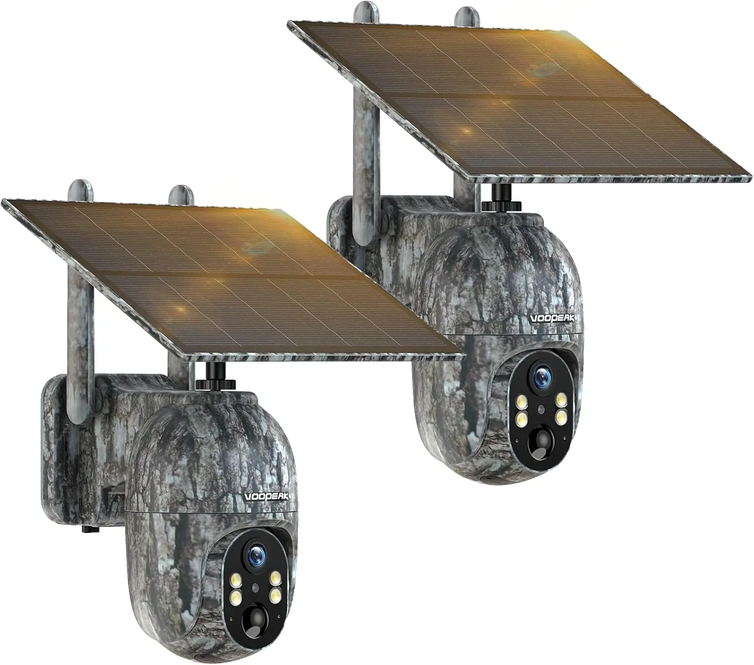 

4G LTE Trail Camera 2 Pack, 2.5K with SIM, Live Feed, Solar Panel, 360° Night Vision, Motion Detection, Two-Way Audio