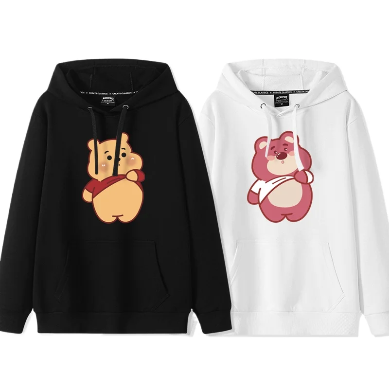 Strawberry Bear Couple Hooded Sweater Women\'s 2024 New Popular Winnie the Pooh Couple Fall Jacket Trendy Brand Hoodie Jacket