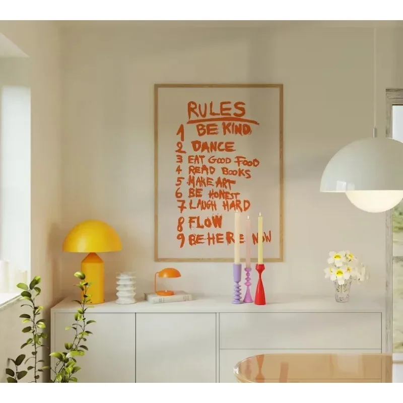 Orange Rule Alphabet Print Canvas Painting Kitchen Gallery Decorative Poster Ideal Gift for Bedroom Frameless Wall Art