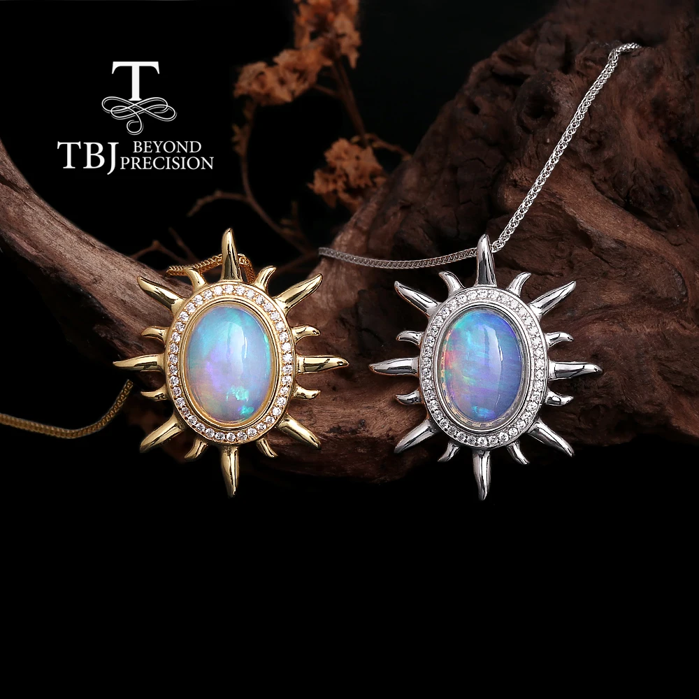 

Hope Gemstones Natural oval 10*14mm ethiopia opal pendant 925 sterling silver Necklace Fine jewelry for women's Anniversary gift