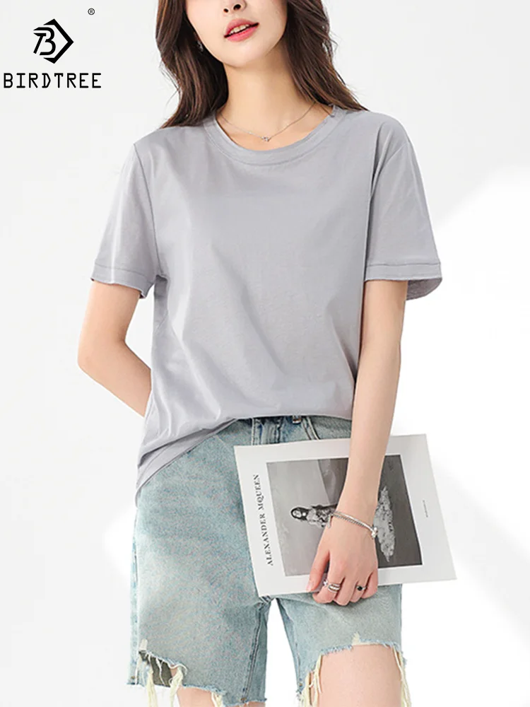 

Winsleter, 8%Natural Silk Knitted T-Shirt, Woman Short Sleeve ONeck, Elegant Loose Thin Top, 2024 Summer Autumn Tees T46021QM