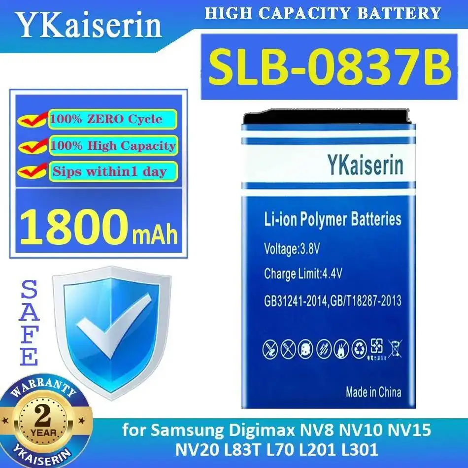 

Slb-0837B Легкий аккумулятор для камеры Samsung Digimax NV8 NV10 NV15 NV20 L83T L70 L201 L301 1800 мАч