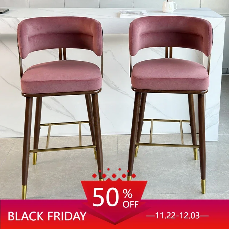 Pink Design Bar Stools Home Manicure Metal High Work Chairs Garden Counter Living Room Banqueta Furniture Bar For Home TD50DC