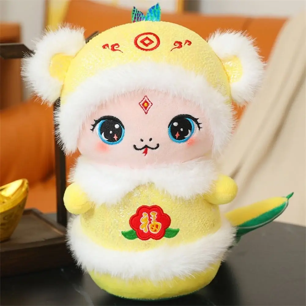 Chinese Style Snake Year Plush Toys Creative Red/Yellow New Year Snake Doll Doll Soft Cartoon Animal Pendant Spring Festival