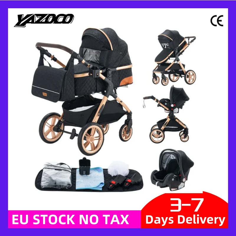 Système de poussette 3 en 1 pour bébé, poussette de voyage pour nouveau-nés, poussette tout-terrain, poussette d'hiver pour bébé, légère, compacte, pliable