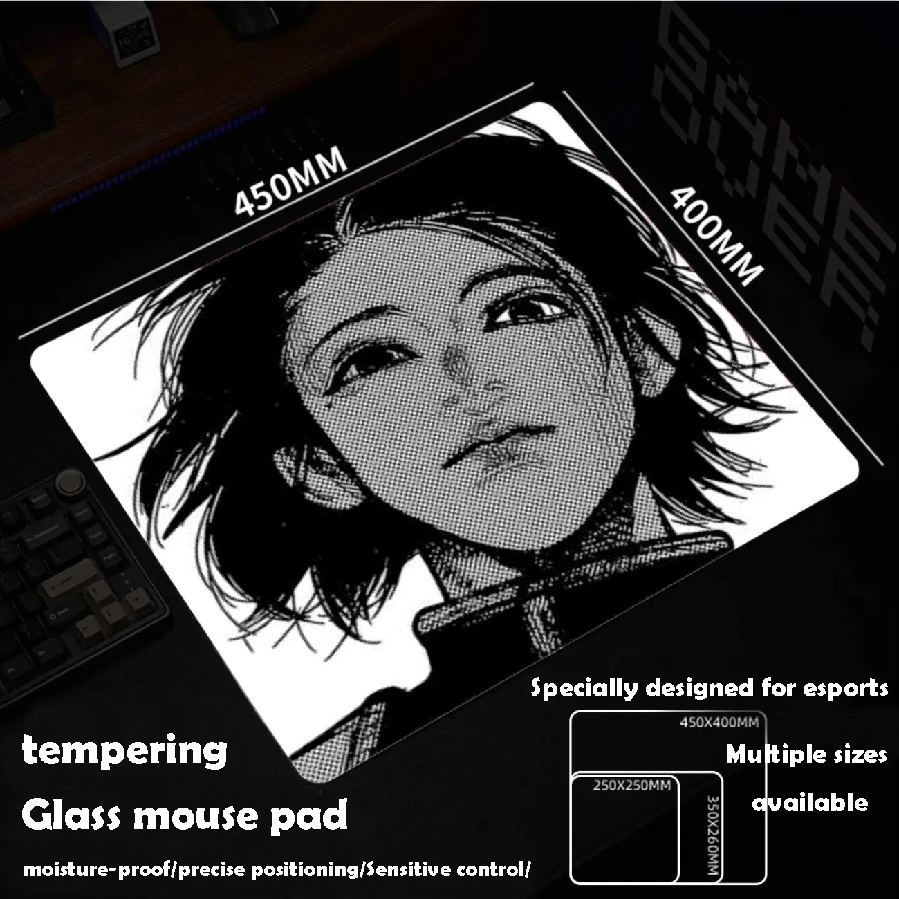 Cool Girl Glass Mousepad Sora Game Mouse Pad Customized Pattern Tempered Smooth Gaming Desk Mat Fps Esports Office Gaming