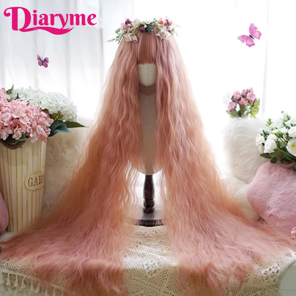 Extra Long Wavy Wigs For Women Pink Synthetic Cosplay Lolita Wigs Natural Hair Woman Wigs Black Blonde Wig Female Lolita Wig