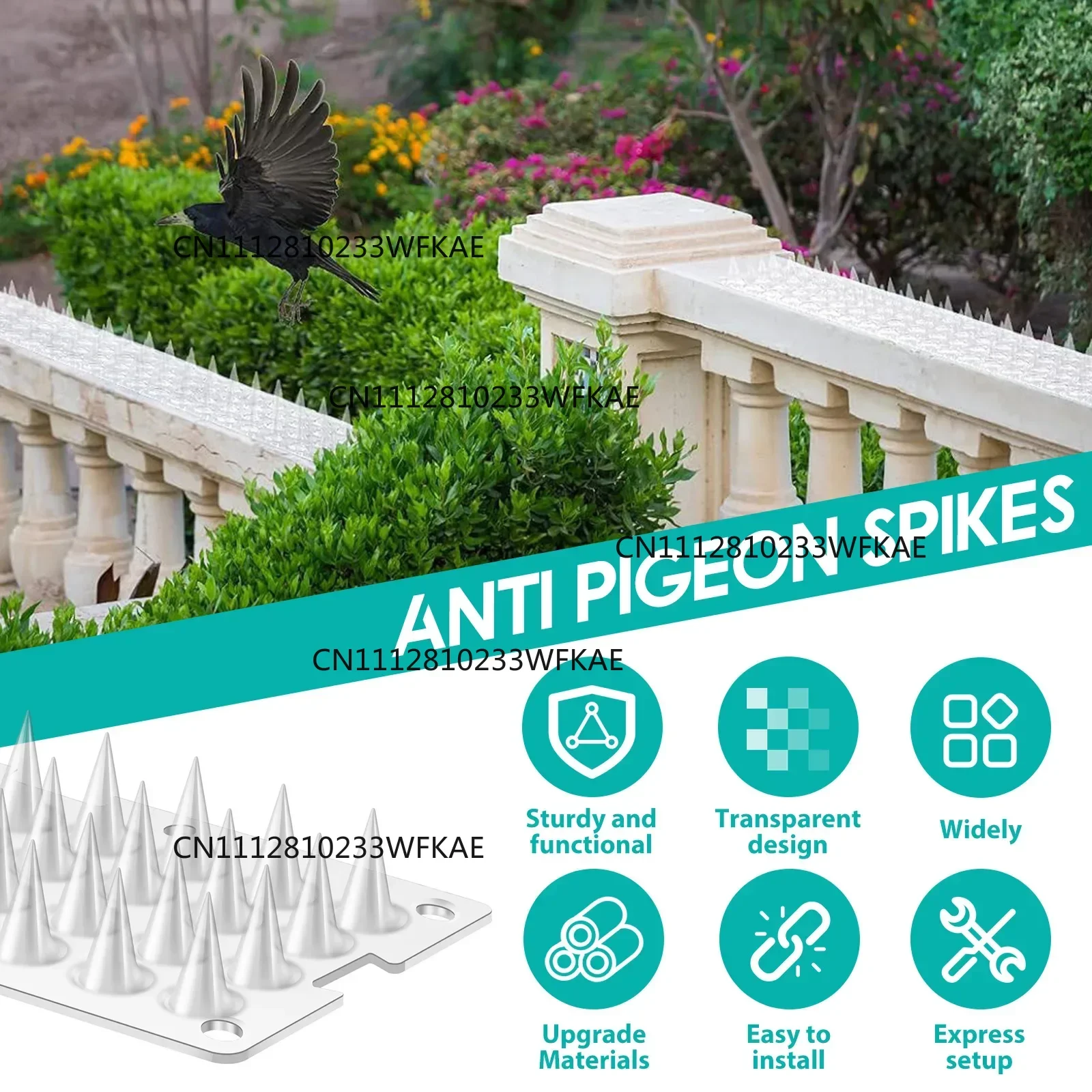 24Pcs Bird Repeller Spikes Plastic Transparent Cat Intruder Deterrent Strip Anti Climb Fence Wall Spikes for Pigeon Squirrel Cat
