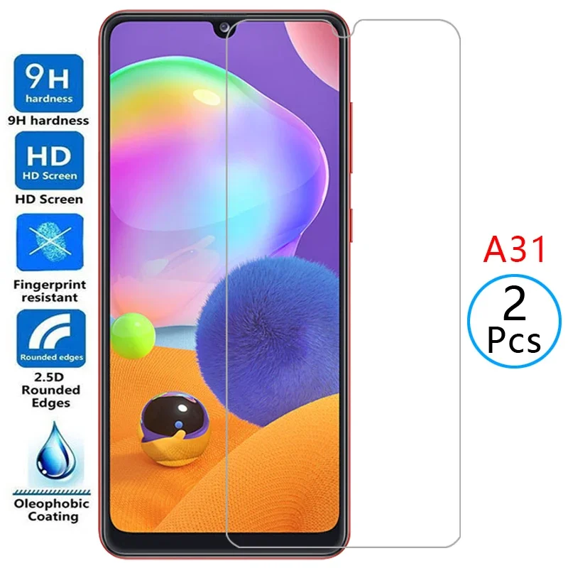 For 2pcs Tempered Glass for Samsung A31 Protective Glass Screen Protector on Galaxy a 31 31a Film Samsun Samsumg Sansung G
