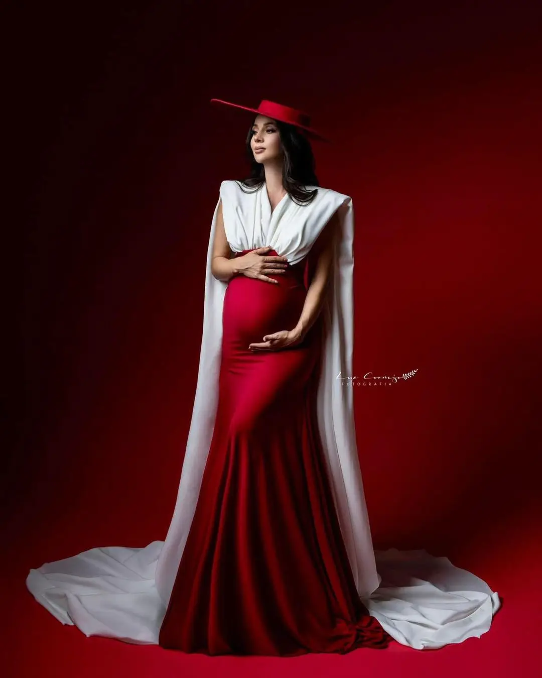 Elegant Mermaid Maternity Dress for  Women New Red and White Pregnancy Gowns Photoshoot Dressing Customized  Vestidos de Gala