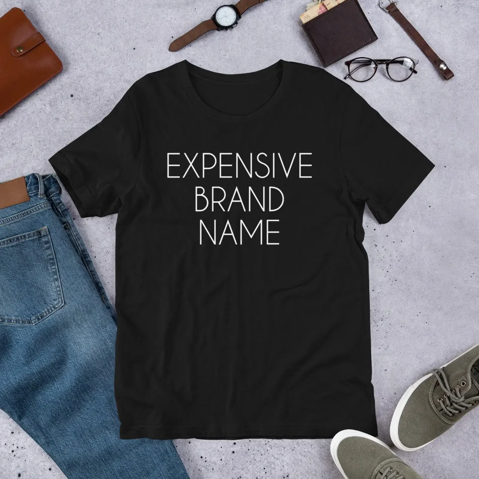 Expensive Brand Name Funny Sarcastic Fake Designer T shirt Casual Street Wear Sarcasm Attitude  vintage Washed Unisex homme