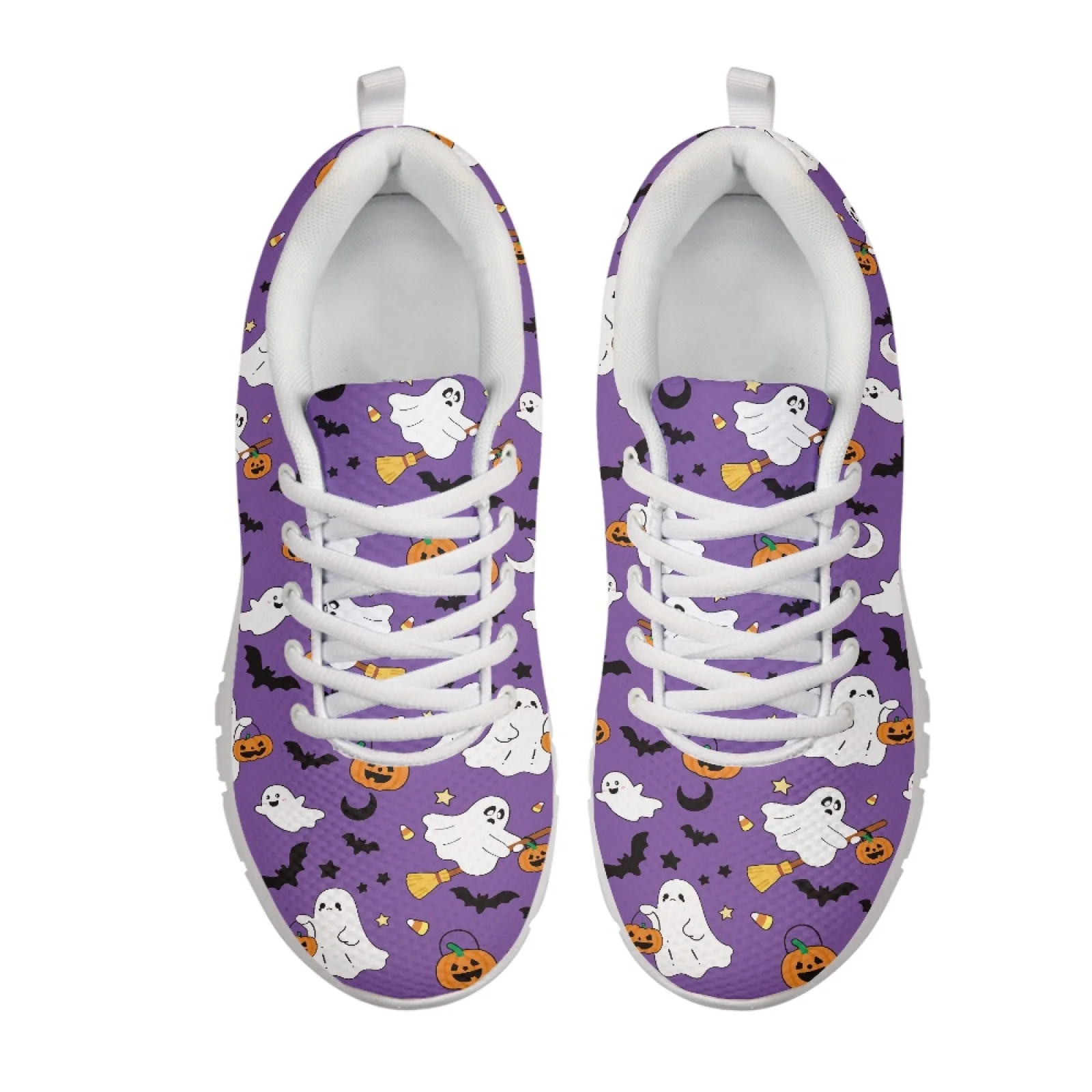 Coloranimal Ghosts Walking Sneakers Mesh & EVA Sole Travel Shoes Lace Up Running Shoes for Women