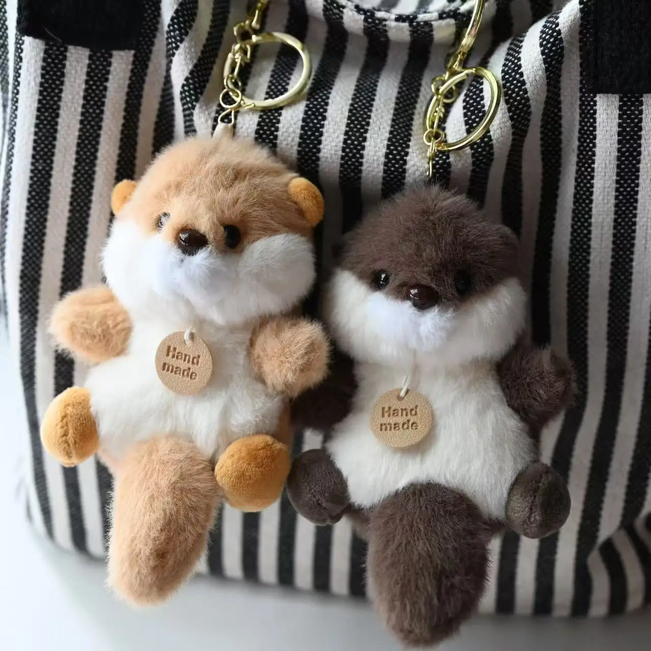 Cute Sea Otter River Otter Plush Pendant Soft Stuffed Animal Bag Charm Kawaii Praying Otter with Shell Plushie Backpack Decor