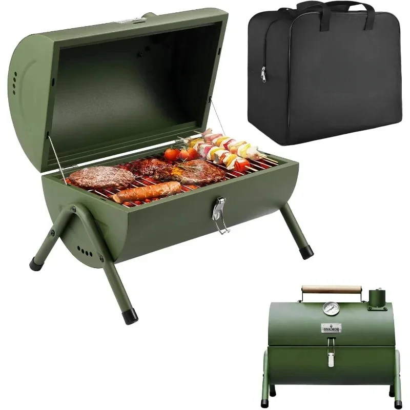 

Portable Charcoal Grill, Tabletop Outdoor Barbecue Smoker, Small BBQ Grill for Outdoor Cooking Backyard Camping Picnics Beach