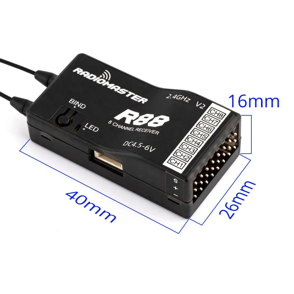 RadioMaster R88 V2.0 8ch SFHSS Compatible PWM Sbus RC Receiver for Frsky D8 D16 Futaba Radiomaster TX12 T16S