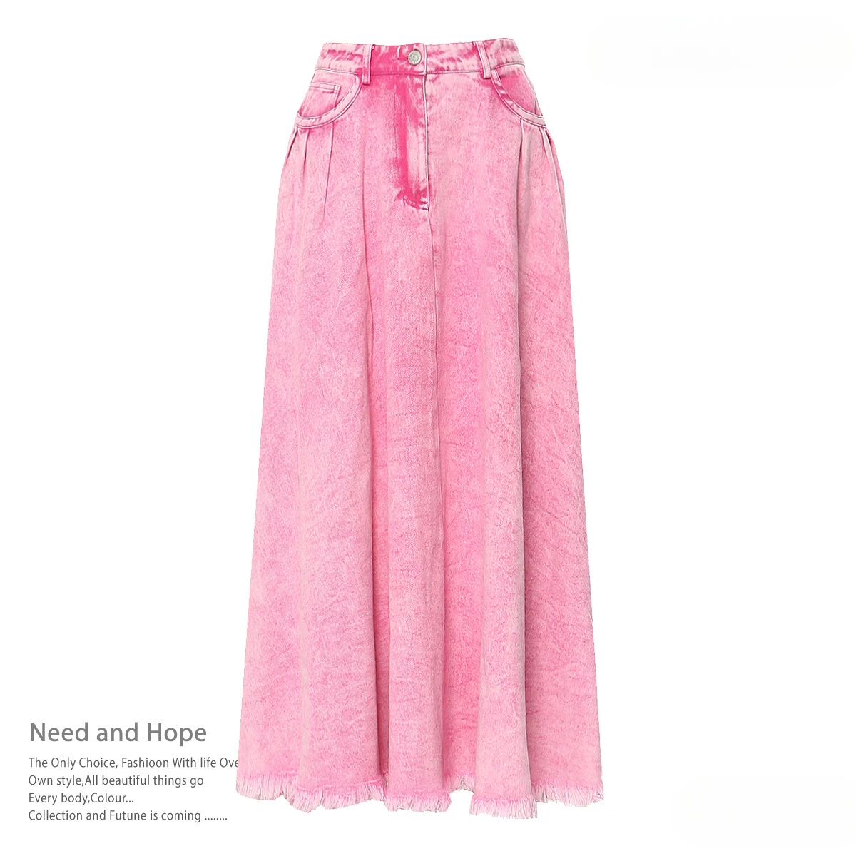 Heavy Washing Denim Long Half Skirt, Personality, New, 2024