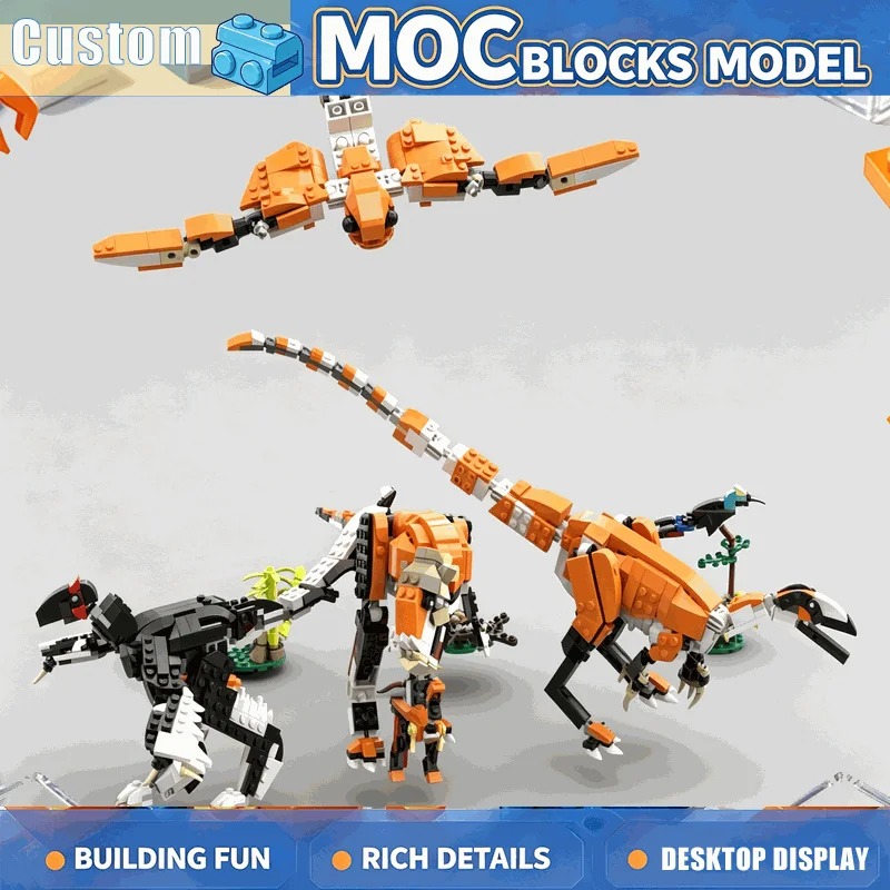 599PCS Dinosaur Bundle Building Blocks Posable Flying Reptile And Prehistoric Creature Models DIY Assembly Creative Display Gift