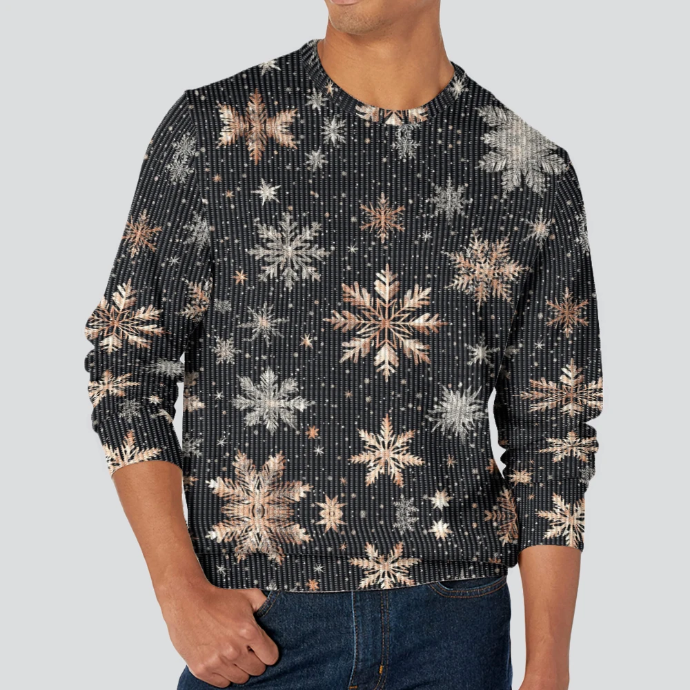 Men's and women's Crew Neck Sweater Soft Casual Sweaters for Men, Snowflake pattern design, Autumn/winter Pullover Sweater Men