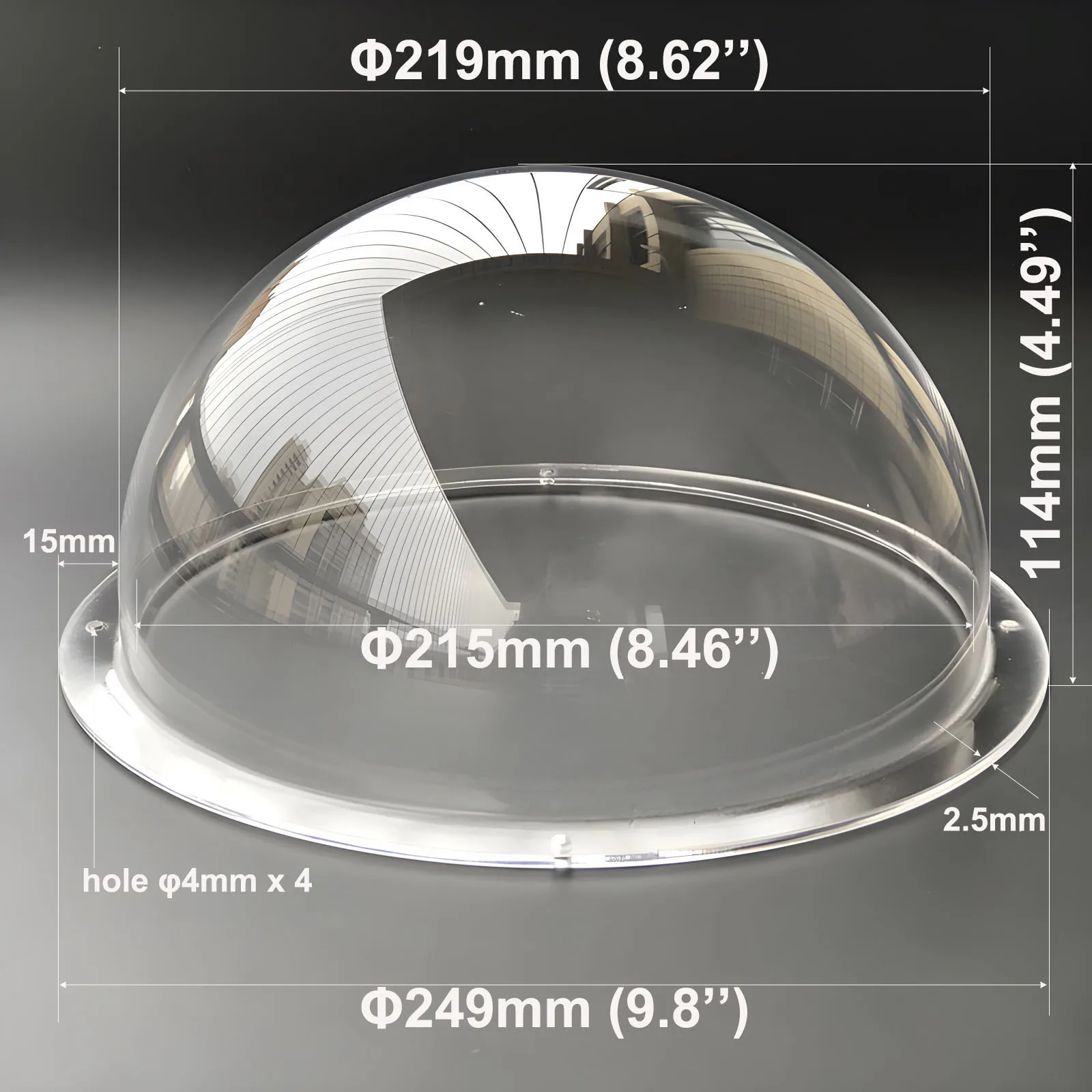 9 Inch Acrylic HD Clear Dome Cover Security CCTV Camera Protective Dome Housing Transparent Waterproof Rainproof Cover 249x114mm