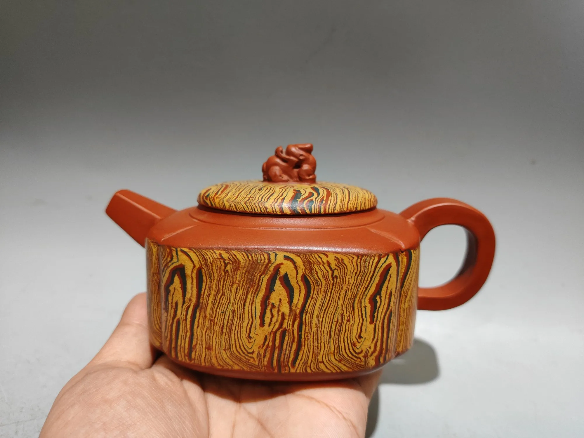 Purple Clay Pot Four sided clay pot Tree Ring Texture Pot Kettle Teapot Pot Tea