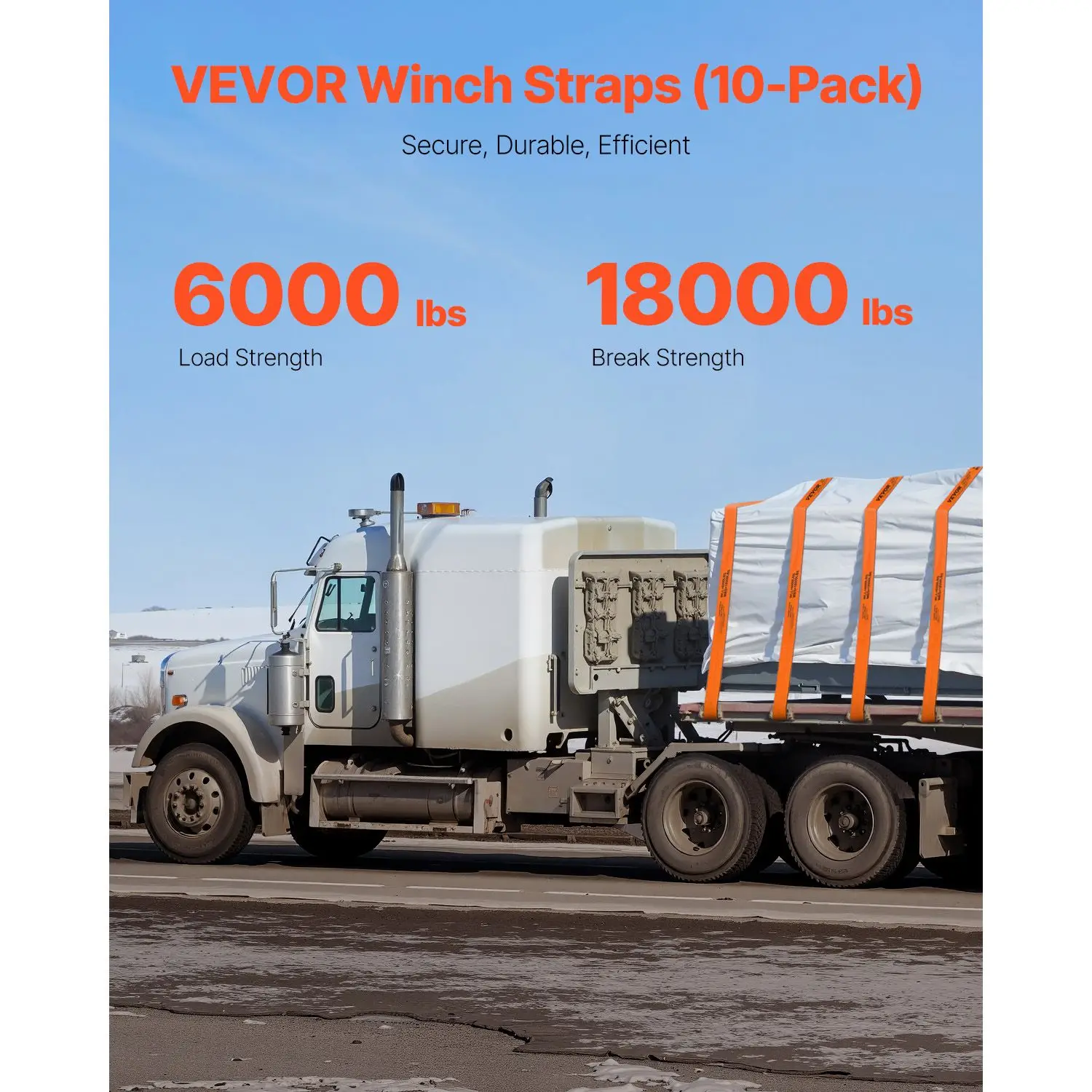 Winch Straps, 4 in x 30 ft Truck Straps with Flat Hook, 10 Pack Heavy Duty Trailer Straps with 18000 lbs Break Strength, Cargo T