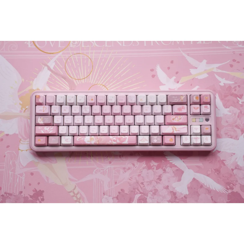 

Розовые милые тематические колпачки для клавиш, набор Fc, сублимационный PBT, оригинальные колпачки для клавиш ручной работы по индивидуальному заказу, аксессуары для механической клавиатуры