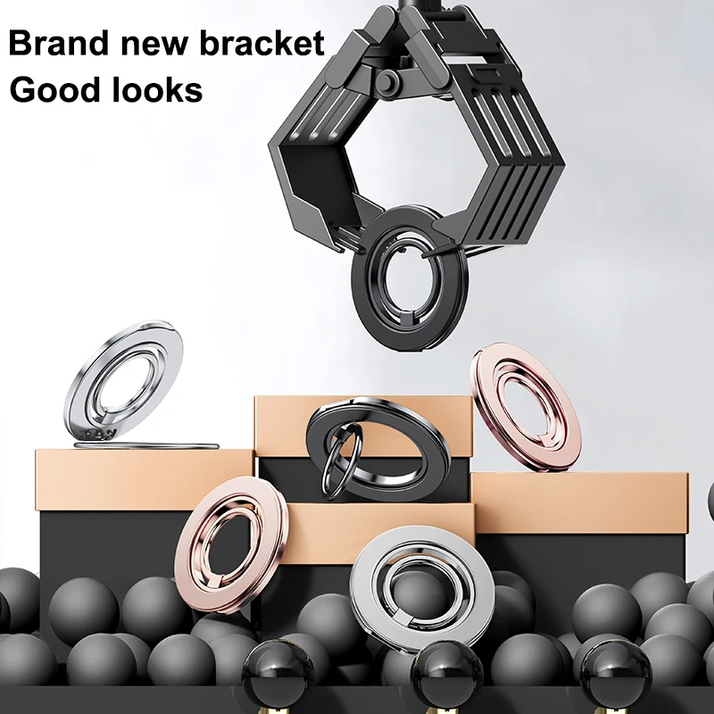 360° Flexibility Adjust Magnetic Fold Ring Metal Phone Holder For Iphone Huawei Samsung Magnetic Ring Holder Gear Buckle Stand