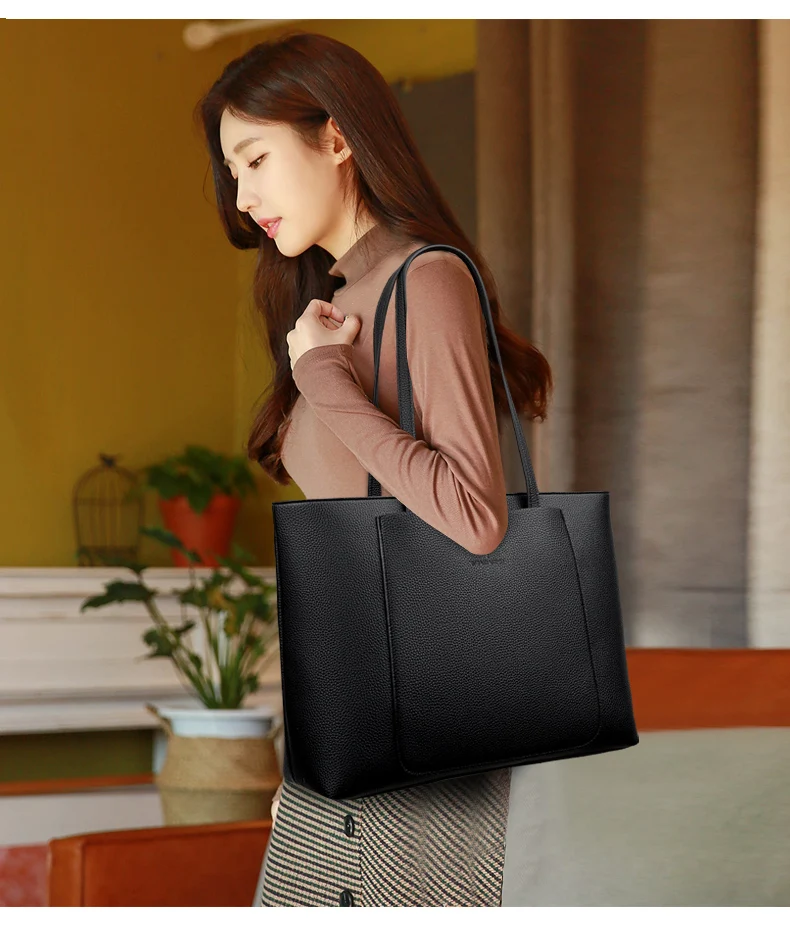 Solid Color Luxury Handbag Women Bags Designer HIgh Quality Leather Shoulder Bags for Women 2024 High Capacity Shopping Tote Bag