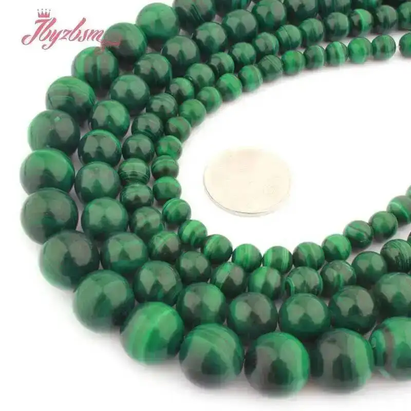 

2mm 3mm 6mm 8mm Natural Green Malachite Beads Round Smooth Stone Loose Beads for Bracelet Necklace DIY Jewelry Making Strand 15"