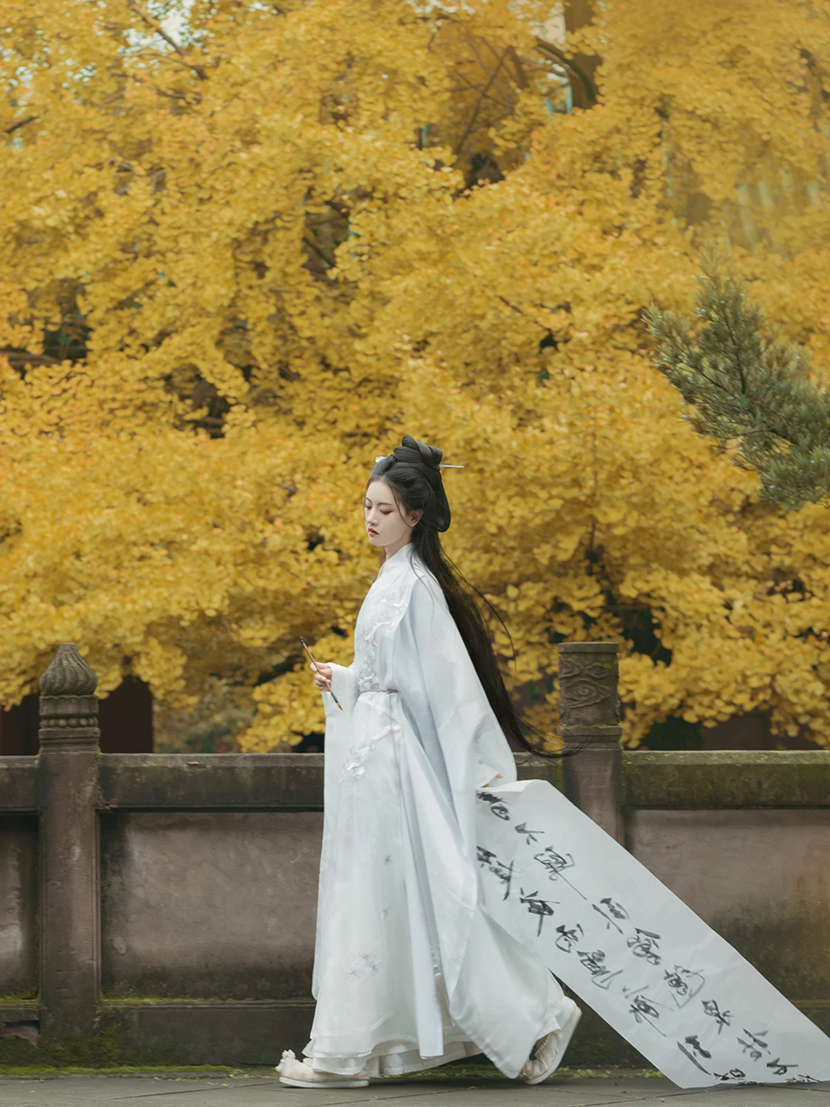 Yanbin-男性と女性のための刺繍された丸首バスローブ,松のクレーン,同じスタイル,オリジナルのhan要素の印刷