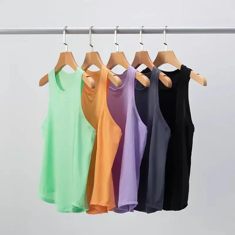 Lemon Gym Women Sport Tank Top T-shirt Short Yoga Shirt Vest Loose-fitting Blouse Sweat-absorbing Quick-drying Round Neck