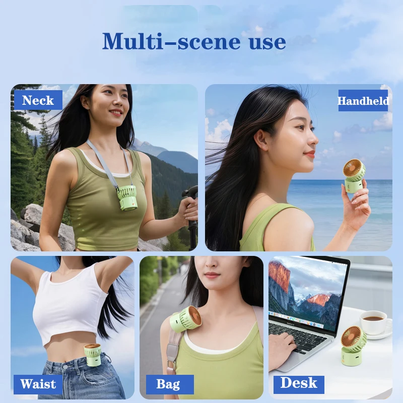 Eary Mini-handventilator met 3-snelheden Wind Krachtige luchtstroom Draagbare persoonlijke ventilator Buiten Kleine luchtkoelventilator Geschikt voor nekbureau