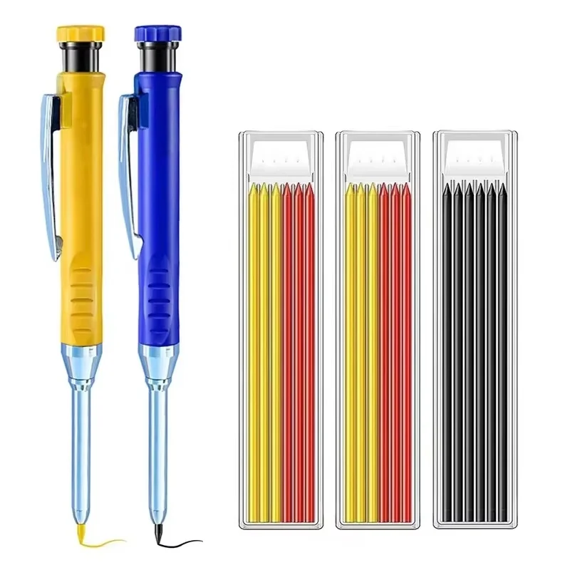 

2.8mm Solid Carpenter Mechanical Pencil With Sharpener Woodworking Construction Long Head Carpenter Pencil Stationery Supplies