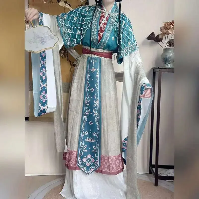 مجموعة NewHua Bai [Xuan Feng] Wei Jin Style استعادة خالدة Hanfu تحسين الإناث الملابس التقليدية الخريف/الشتاء
