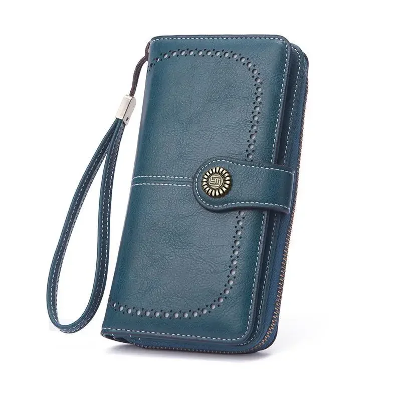 European Fashion Retro PU Leather Ladies Long Wallet Large Capacity Multifunctional Banknote Card Bag Coin Purse Clutch Bag