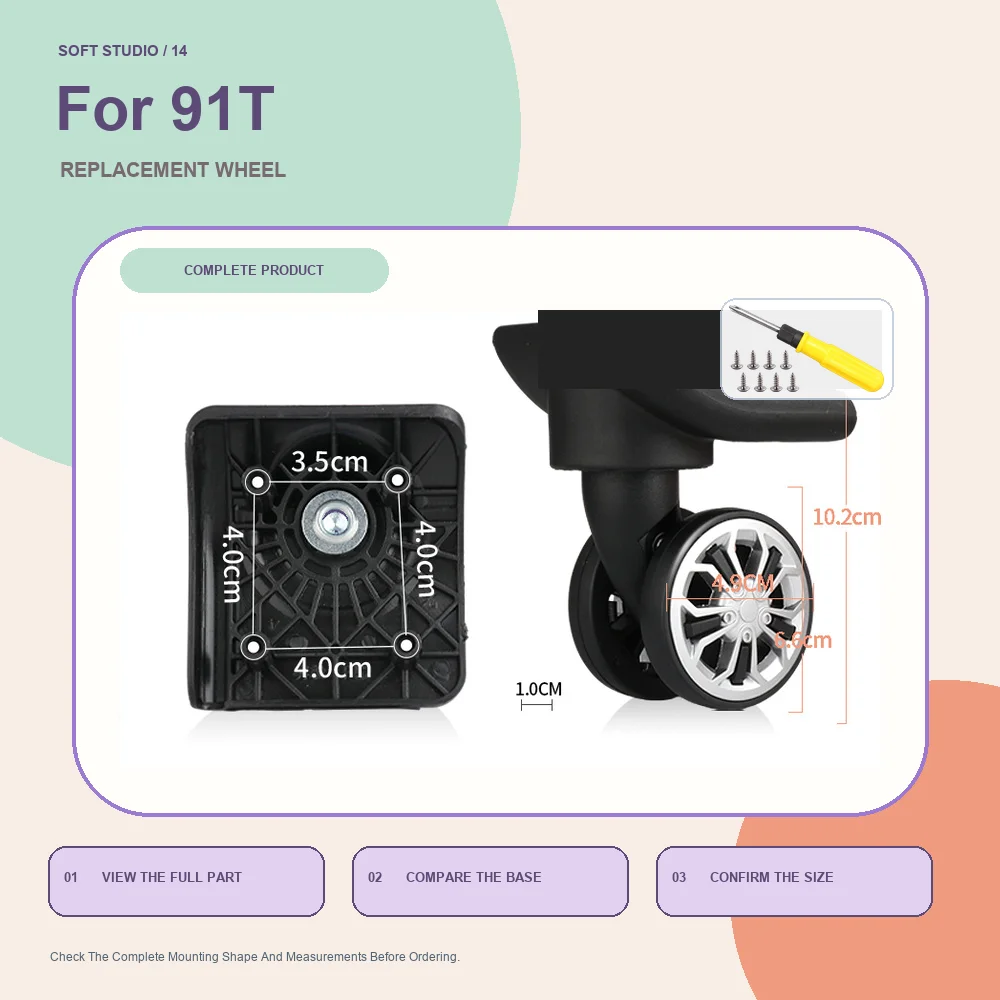 Wear Resistant Suitcase Wheel For Samsonite 91T For American Tourister 91T For Samsonite JX Comfort Rolling Spinner Caster Part