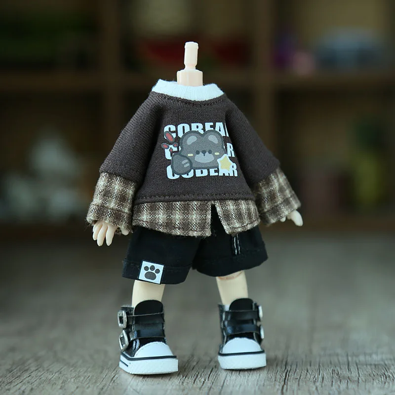 Nouveau Ob11 poupée mignon ours gilet ensemble vêtements avec chapeau pour Penny, Nendoroids Ob11, Mollys, Obitsu 11, Ymy poupée