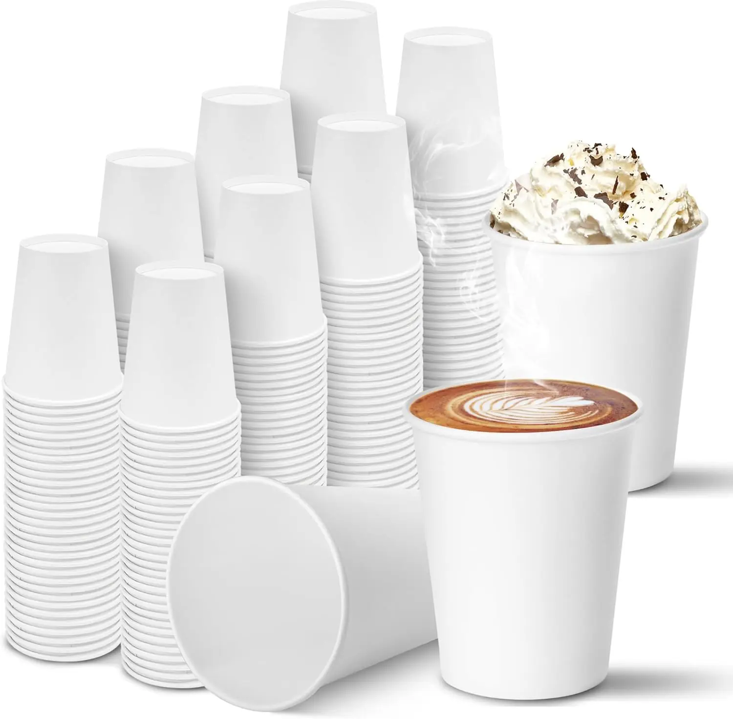 

270 Pack 10 oz Disposable Paper Coffee Cups, White Paper Cups for Coffee and Water, Hot Drinking Cups for Party, Home, a