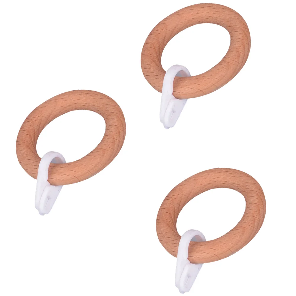 

3Pcs Wooden Solid Wood Curtain Rings Hanging Circles Connectors for Roman Rod Home Decor Solid Wood Rings Curtain Ring Connector