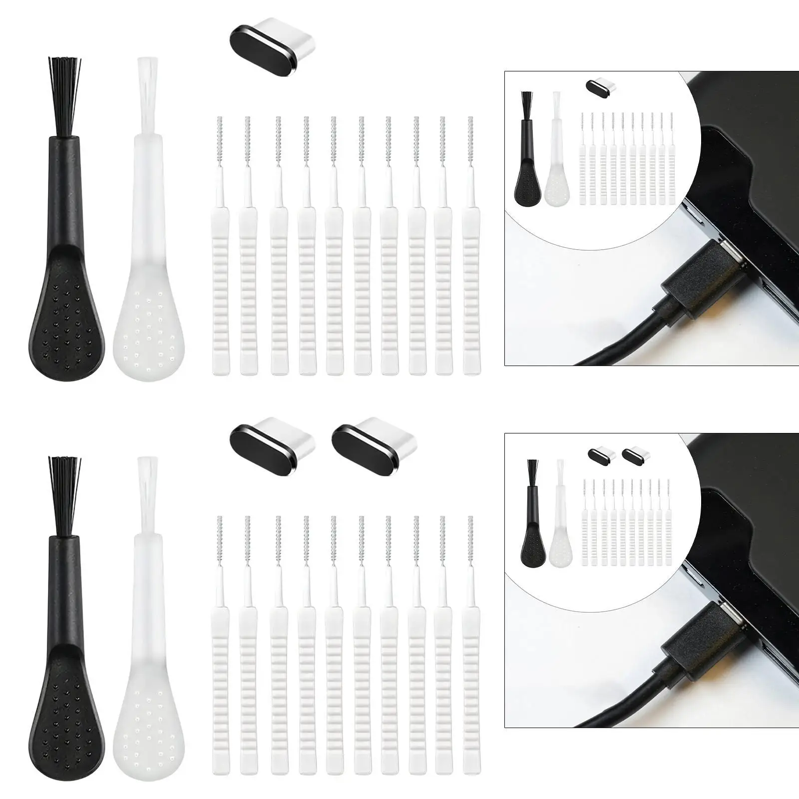 Kit di strumenti per la pulizia della porta di ricarica del telefono Copertura antipolvere Smartphone Protezione comoda della porta compatta multifunzionale per 15 16