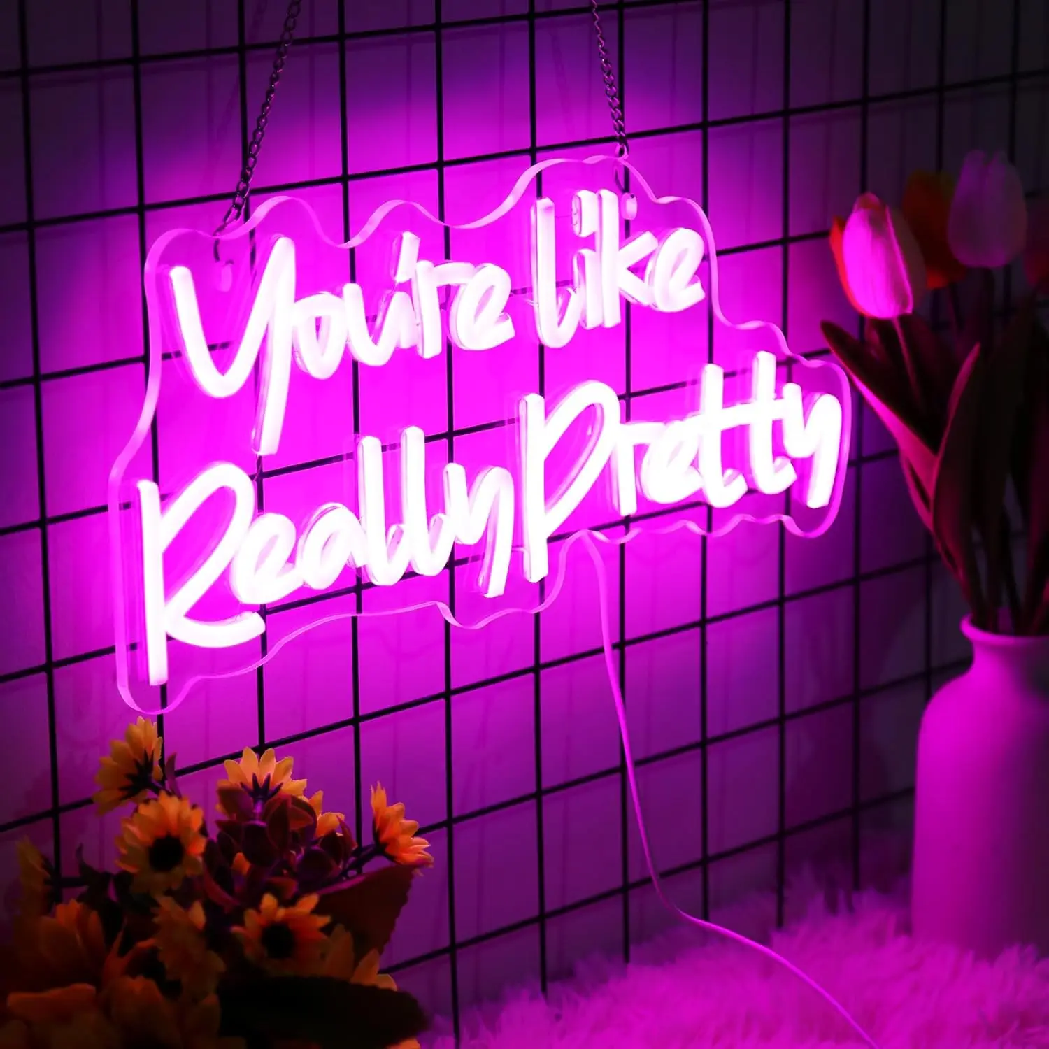 You're Like Really Pretty LED Neon Sign Room Decor Wall Christmas Engagement Party Wedding Decorations Living Room Office Pink