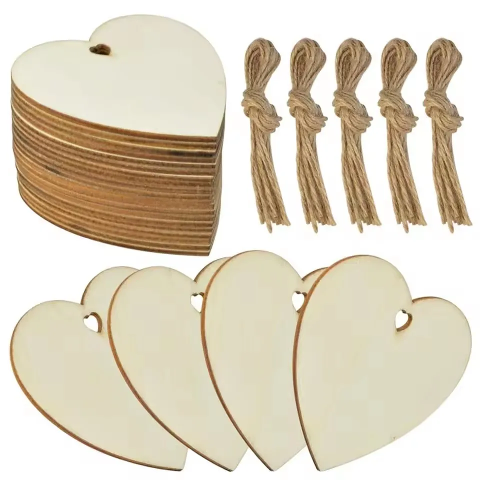 Lote de 10/20 Piezas de Adornos Colgantes de Madera en Forma de Corazón, Manualidades para Bodas, Regalo de San Valentín, Proyecto de Arte DIY, Pintura