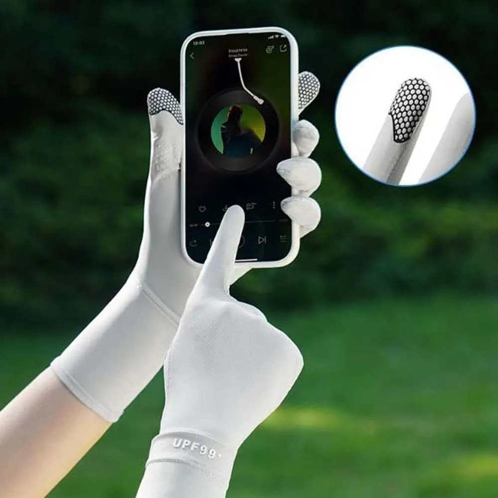 Breathable Women Sunscreen Gloves Solid Color Thin Ice Silk Riding Gloves Quick Dry Touch Screen Summer Driving Mittens Summer