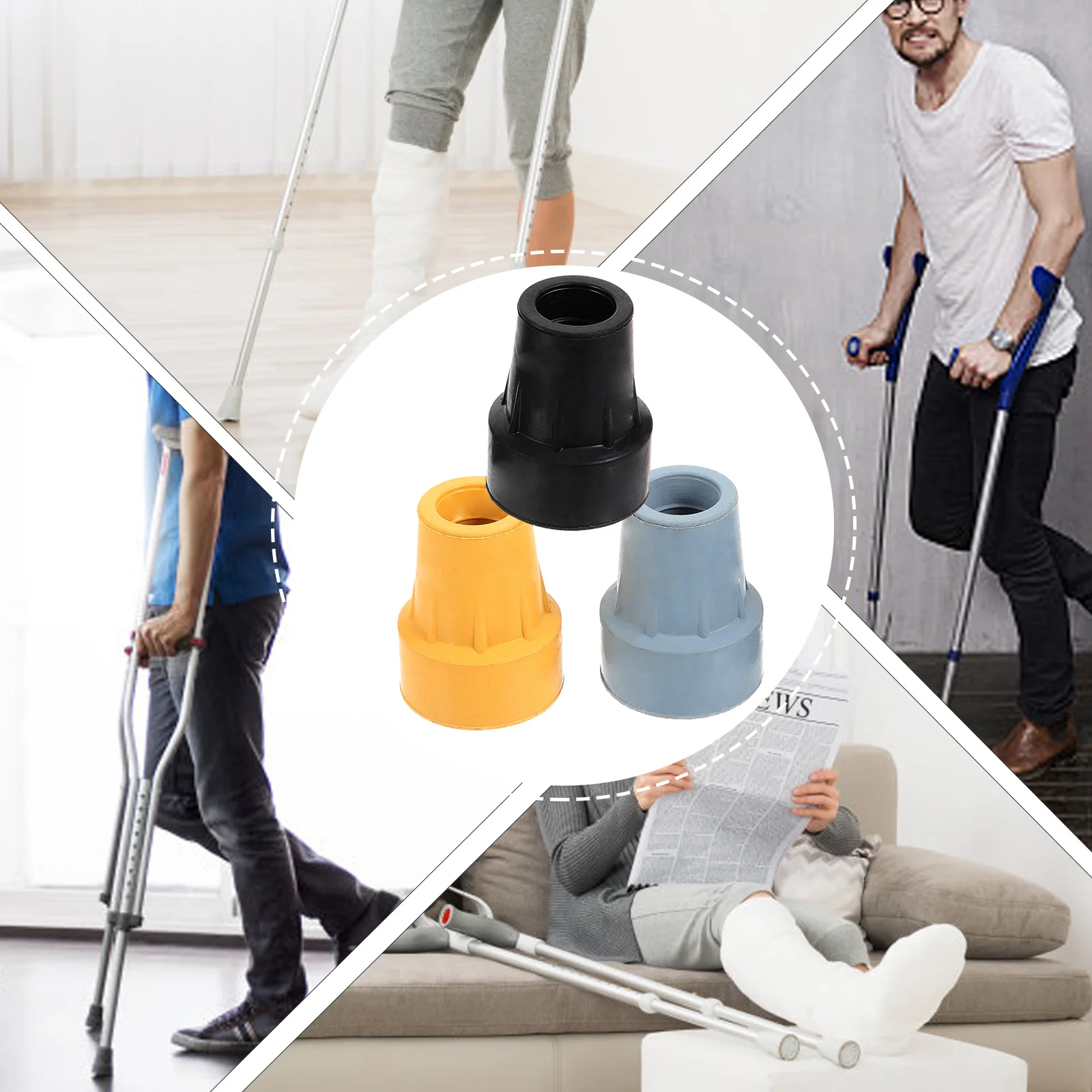 

6 Pcs Walking Stick Non-slip Pads for Crutches Stabilizing Rubber Hiking Tips